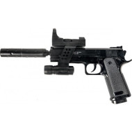 Игрушечный пистолет "Beretta 92 с глушителем и лазарным прицелом" Galaxy G053A Пластиковый