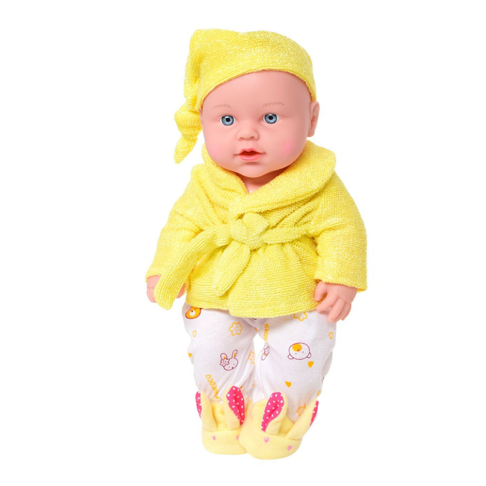 Детский игровой пупс в пижаме 252-A(Yellow) 36 см, звук, желтый опт, дропшиппинг