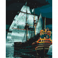 Картина по номерам. Морской пейзаж "Флагман ночью" KHO2733, 40х50 см                                