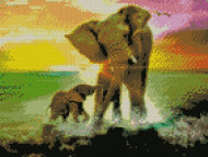Алмазная мозаика «Слониха с детенышем» Strateg HX211 30х40 см