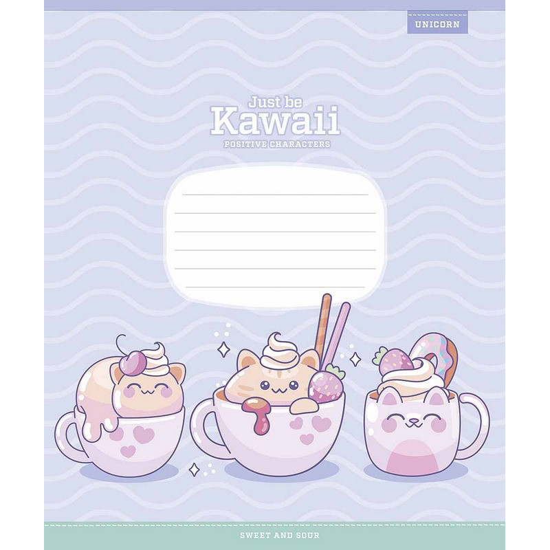 Тетрадь ученическая «Just be Kawaii» 012-3408C-3 в косую линию, 12 листов опт, дропшиппинг