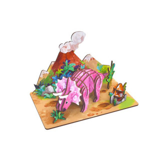 Деревянный пазл 3D "Triceratops" 68046W 34 детали 