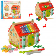 Развивающая игрушка домик с сортером и ксилофоном MD 2087 деревянный 