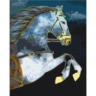 Картина по номерам "Скакун в сумерках" с золотой краской Brushme BS53041 40х50 см