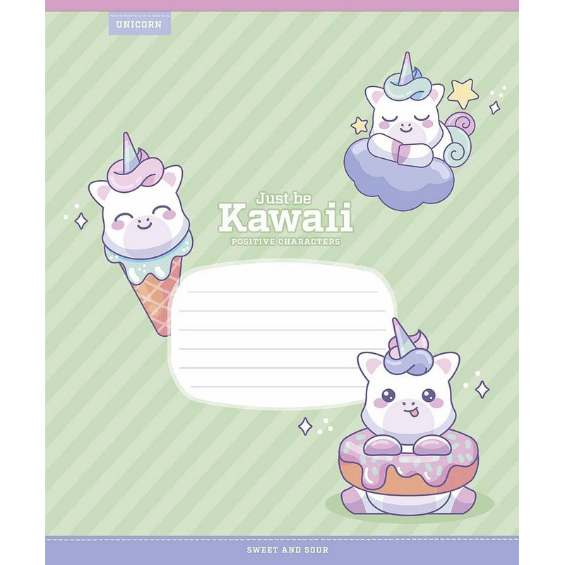 Тетрадь ученическая «Just be Kawaii» 012-3408C-5 в косую линию, 12 листов опт, дропшиппинг