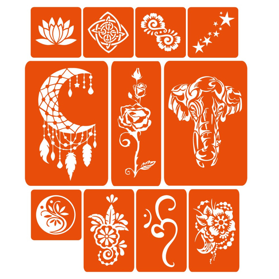 Набор хны с трафаретами для био-тату №5 henna-set-05 опт, дропшиппинг