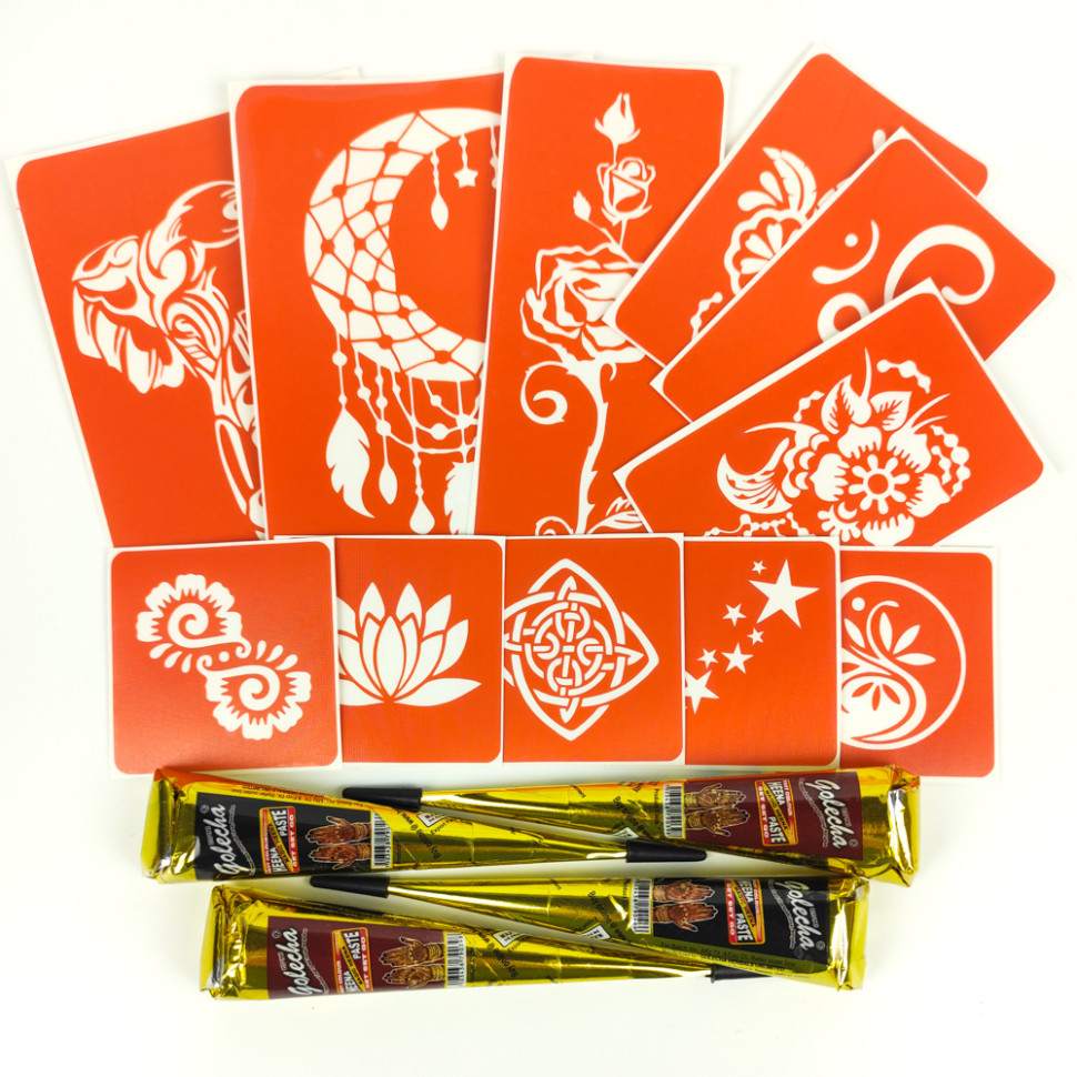 Набор хны с трафаретами для био-тату №5 henna-set-05 опт, дропшиппинг