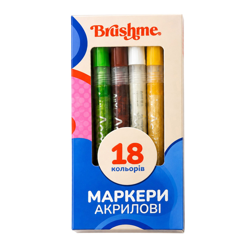 Набор акриловых маркеров на водной основе MACR18, 18 цветов опт, дропшиппинг