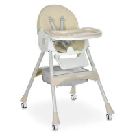 Стульчик для кормления M 6302 Beige складной, 5-ти точечные ремни