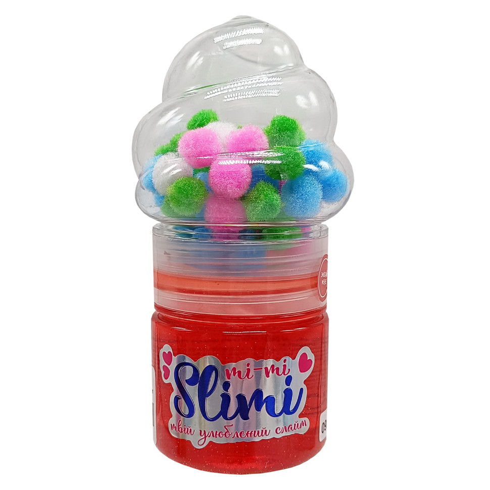 Игрушка-антистресс Слайм Mi-mi Slimi 71827ST(Red) с помпонами опт, дропшиппинг