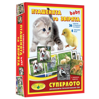 Настольная игра супер ЛОТО "Птенцы и зверята" 81985, 36 карточек