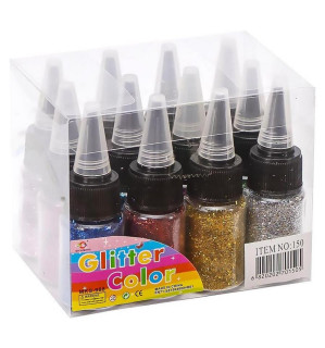 Блискітки для творчості COLOR-IT 150SP в баночці 12 кольорів
