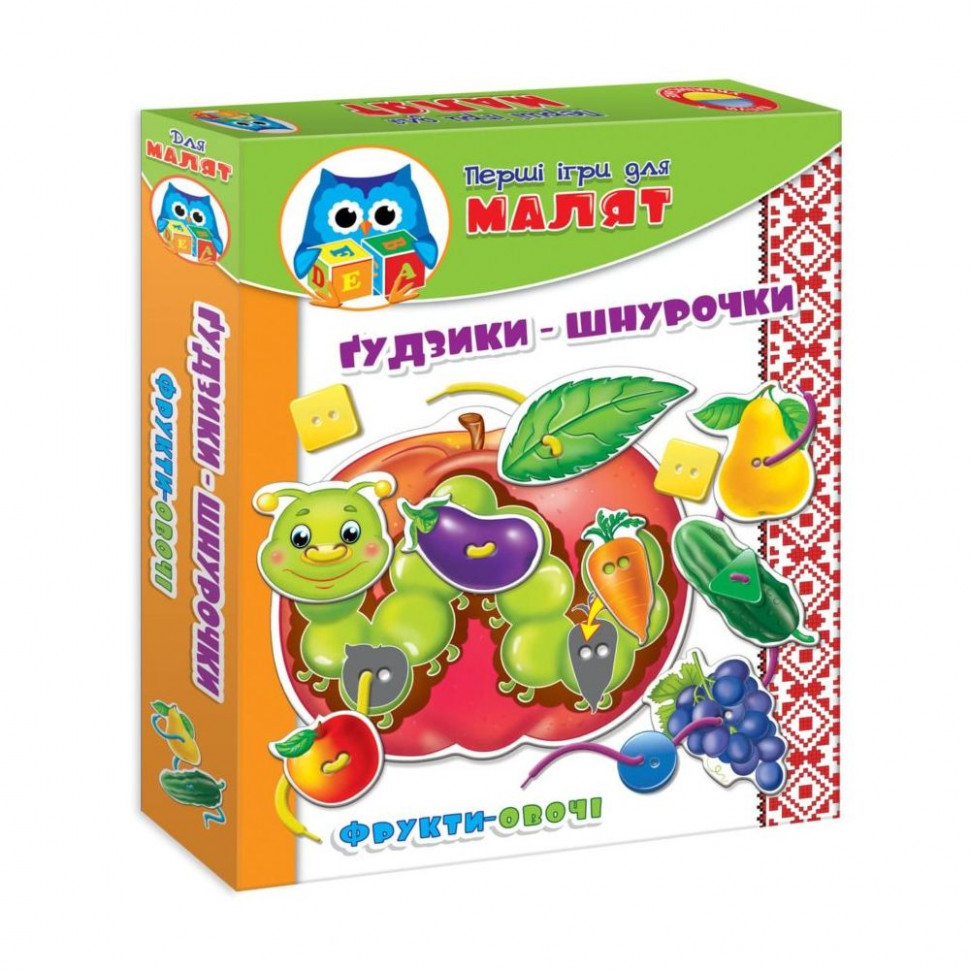 Детская игра для малышей. Шнуровка+пуговка VT1307 на укр. языке опт, дропшиппинг