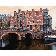 Картина по номерам "Очаровательный Амстердам" Идейка KHO3615 40х50 см