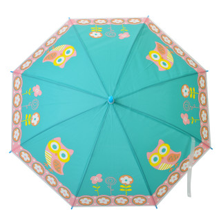 Детский зонтик "Совенок" MK 5887(Turquoise) длина 66 см, трость 60,5 см, диаметр 84 см, спица 48,5 см