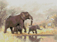 Алмазная мозаика «Семья слонов» Strateg HX321 30х40 см