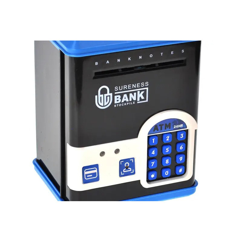 Детская копилка-сейф WF-3015H(Blue) музыка, свет, пароль, имитация отпечатка опт, дропшиппинг