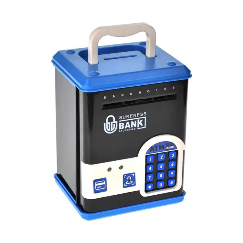 Детская копилка-сейф WF-3015H(Blue) музыка, свет, пароль, имитация отпечатка опт, дропшиппинг