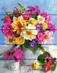 Картина по номерам на дереве. Rainbow Art "Роскошный букет" GXT5546-RA, 40х50 см