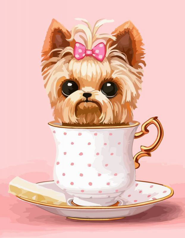 Картина по номерам. Rosa „Cute Dog in a Cup“ 35х45см N00013214