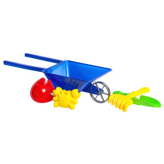 Игровой набор для песка "Тачка" 010BMS(Blue) лопатка, грабли, 2 пасочки