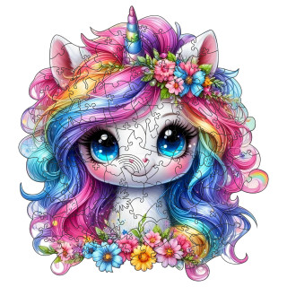 Фигурный пазл из дерева "Единорог" PZ009-A3C-AC размер А3, картонная коробка