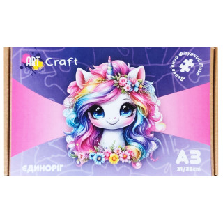 Фигурный пазл из дерева "Единорог" PZ009-A3C-AC размер А3, картонная коробка