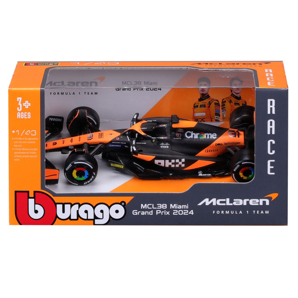 Автомодель MCLAREN F1 MCL38 (2024) Bburago 18-38214 масштаб 1:43 - гурт(опт), дропшиппінг