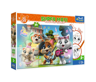 Дитячі пазли SUPER МАХІ 44 кота «Музичний квартет» Trefl 41011 24 елементи, з розфарбовкою