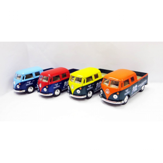Детская модель машинки Volkswagen Bus Double Cab Pickup Delivery 1963 Kinsmart KT5396W инерционная, 1:34
