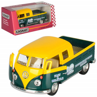 Детская модель машинки Volkswagen Bus Double Cab Pickup Delivery 1963 Kinsmart KT5396W инерционная, 1:34
