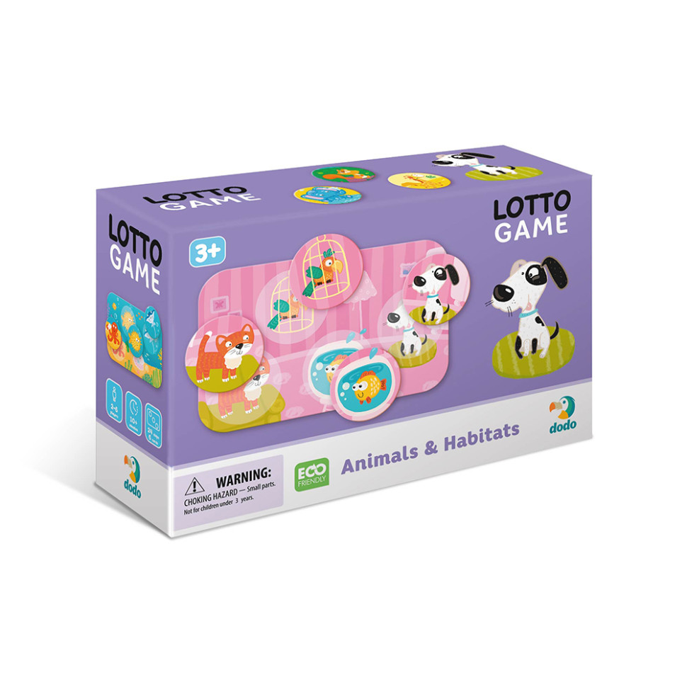 Настольная игра Лото Животные и их места обитания DoDo 300196, 6 карточек, 24 фишки опт, дропшиппинг