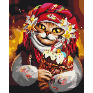 УЦЕНКА!!! Картина по номерам "Пасхальная кошка" © Марианна Пащук Brushme BS53428-UC 40х50 см