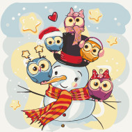 Роспись на холсте "Снеговик с совами" Art Craft 15550-AC 30х30 см