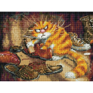 Алмазная мозаика "Недовольный кот" EJ883, 40х30 см