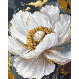 Картина по номерам "Белый пион" LW3429 с красками металлик 40х50 см