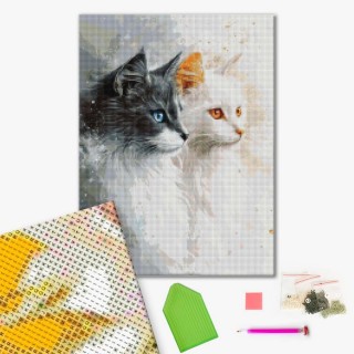 Алмазная мозаика "Два милых котика" DBS1261, 40х50 см