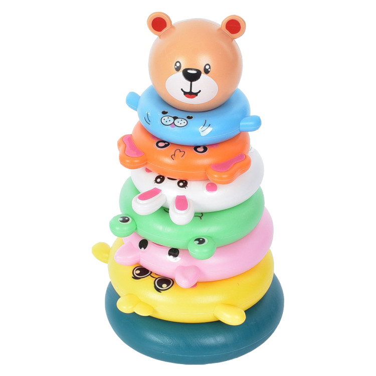 Детская Пирамидка "Медвежонок" 662, 23 см, колец 6 шт | Оптом | RoyalToys