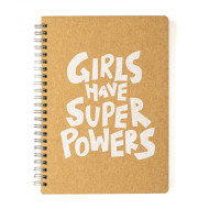 Скетчбук "Супер сила девушек" эко крафт-картон 11102-KR в точку, на пружине