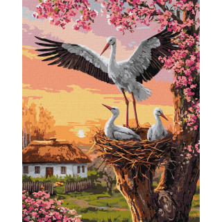 Картина по номерам "Семья аистов" ©art_selena_ua KHO6964, 40х50 см