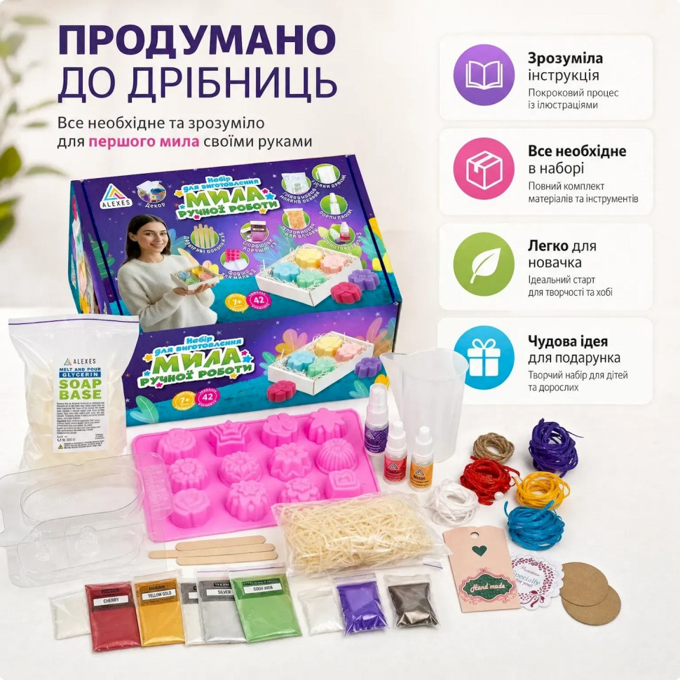 УЦІНКА!!! Набір для виготовлення мила ручної роботи Гліцериновий Alexes SBM-002-UC - гурт(опт), дропшиппінг 