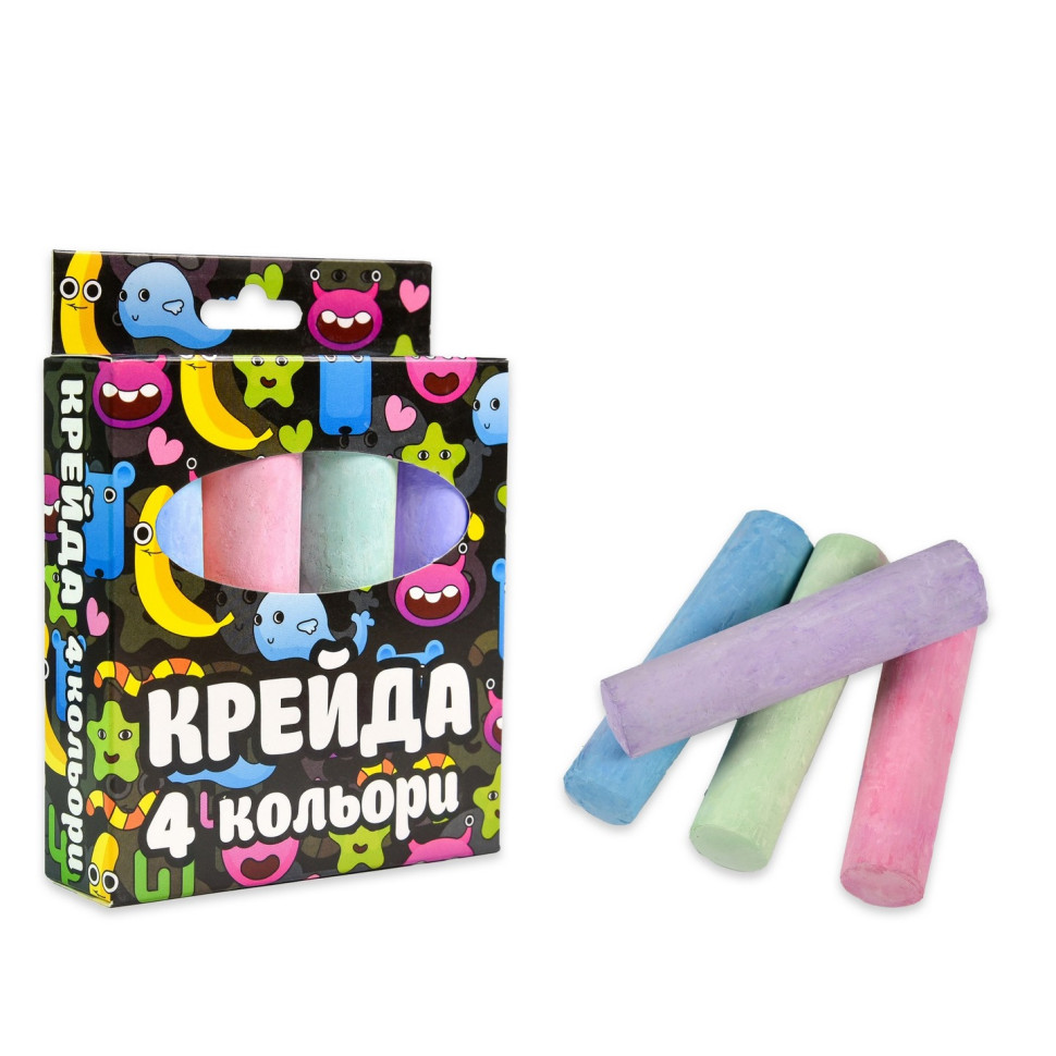 Мел для рисования на асфальте 50115ST 4 штуки, разноцветные опт, дропшиппинг