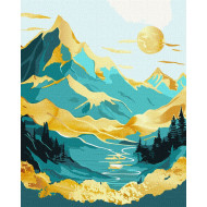 Картина по номерам "Восход солнца в горах" KHO5105 с красками металлик 40х50 см