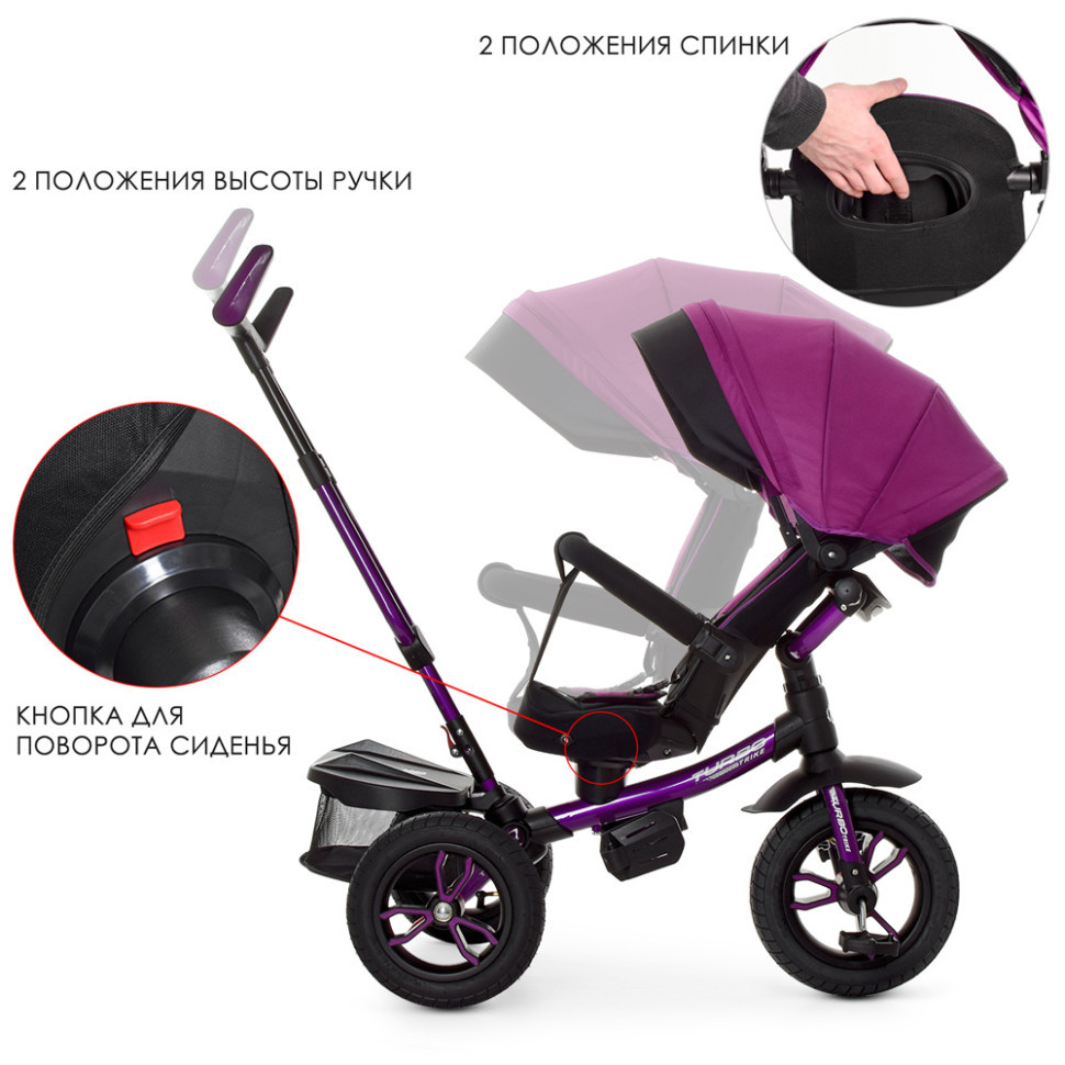 Дитячий триколісний велосипед TURBOTRIKE M 4058-8 з батьківською ручкою - гурт(опт), дропшиппінг 