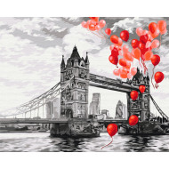 Картина по номерам "Воздушные шарики над Тауэрским мостом" Brushme BS51704 40х50 см