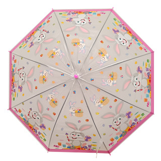 Зонтик детский "Пасхальный Кролик" MK 5233-1(Pink) длина 65,5 см, трость 60,5 см