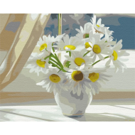 Картина по номерам "Ромашки в белой вазе на окне" Brushme BS22637 40х50 см