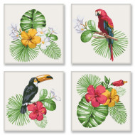Набор для росписи по номерам 4 картинки. Полиптих "Тропическое разнообразие" KNP007, 18х18 см