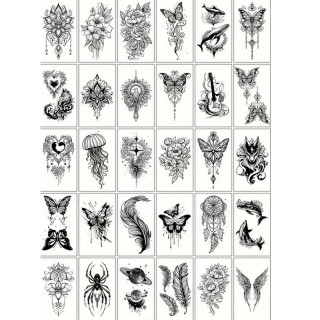 Набор детских временных тату "Черные мини №4" black-tattoo-mini-set-4-H