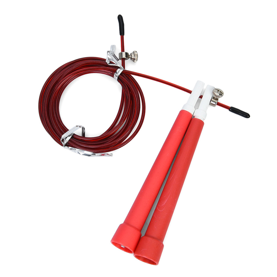 Скакалка скоростная MS 3765(Red) 290 см, ручка пластик, веревка резина+металл опт, дропшиппинг